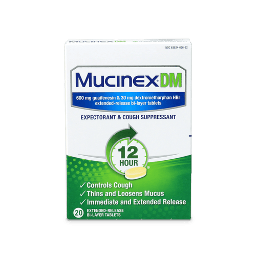 MucinexDM 12 Hour Expectorant and Cough Suppressant, 600mg, Extended-Release Tablets - 20 Ct - E-pharma Inc