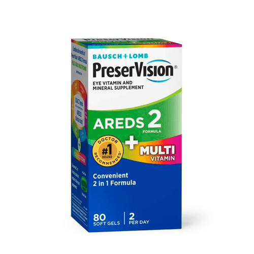 PreserVision AREDS 2 + Multivitamin, 2-in-1 Eye Vitamin, Contains Vitamin C, D, E & Zinc, 80 Softgels - E-pharma Inc