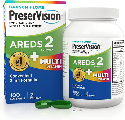 Preservision AREDS 2 Multivitamin (Unisex), Lutein, 100 Soft Gels - E-pharma Inc