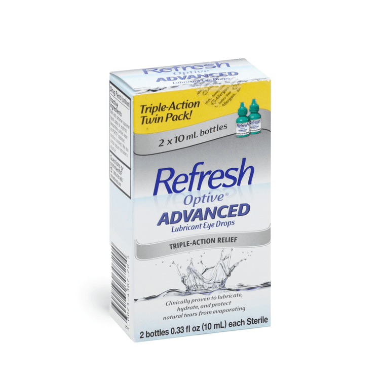 Refresh Optive Advanced Lubricant Eye Drops, 0.33 fl. Oz. Sterile Twin Pack - E-pharma Inc