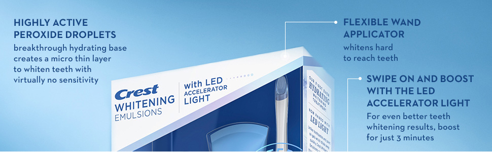 Crest Whitening Emulsions with Accelerator Light