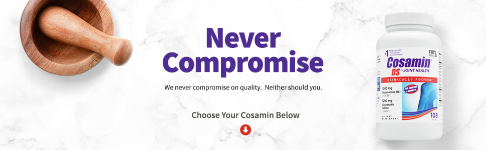 Cosamin DS 108 capsule bottle. We never compromise on quality. Choose your Cosamin below.